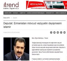 Fərəc Quliyev: Ermənistan mövcud vəziyyətin dəyişməsini istəmir